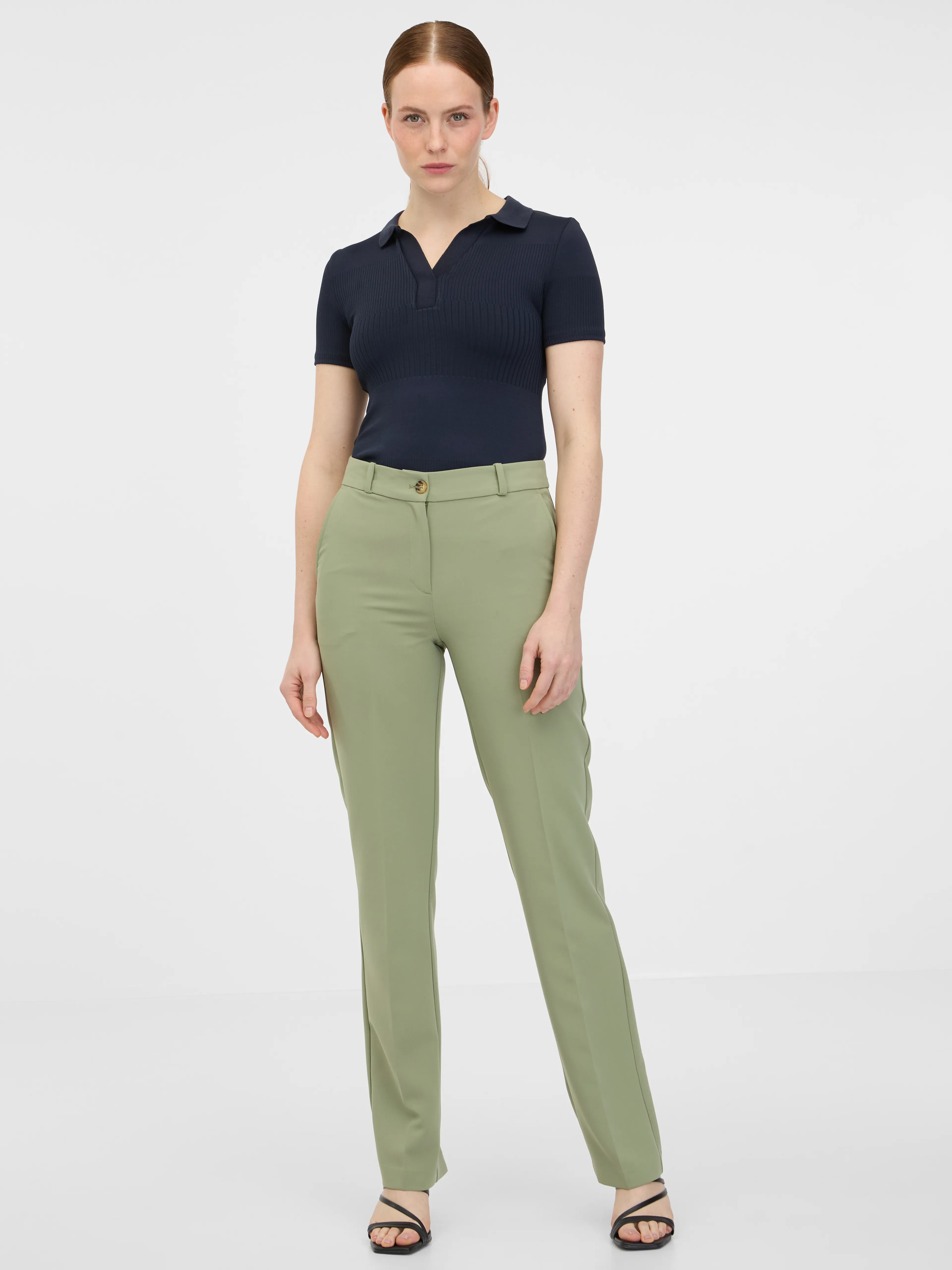Dunkelblaues Damen-Strick-Poloshirt ORSAY
