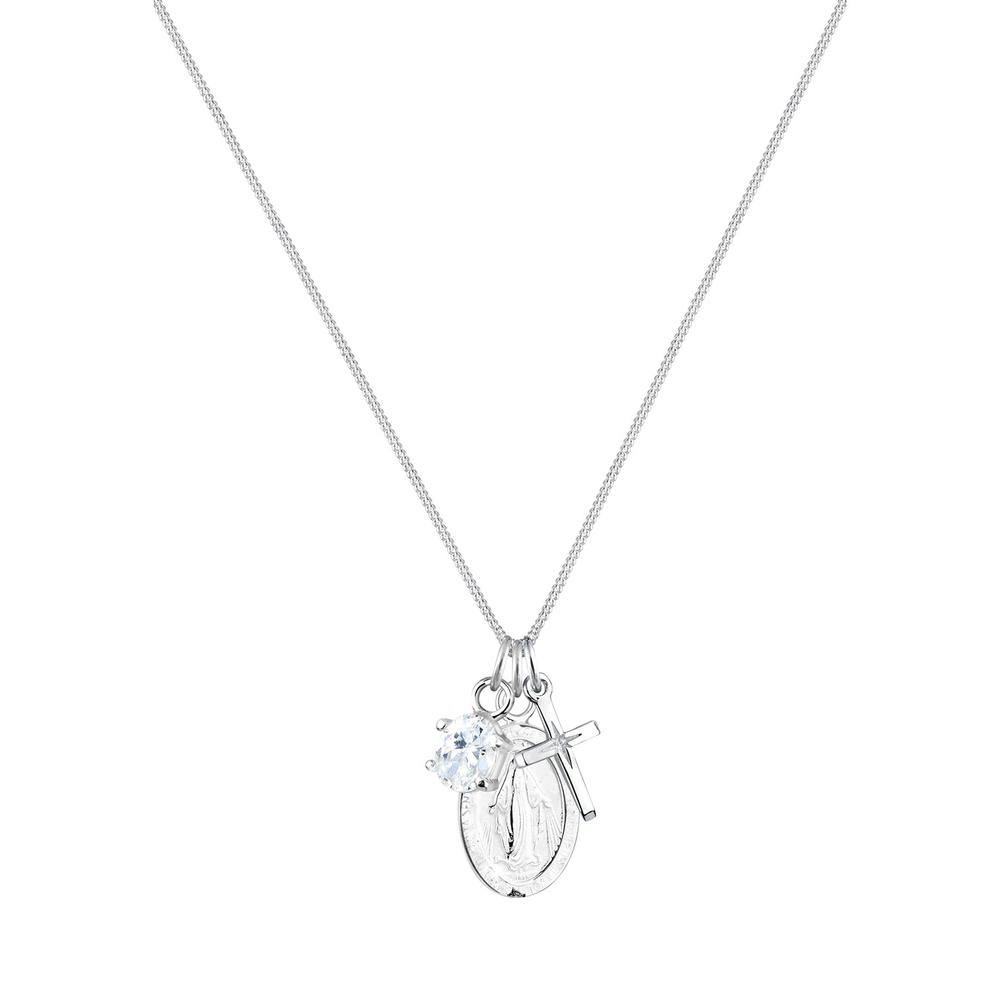 Elli Elli Collier Femmes Madone Croix avec Cristal de Zirconium en Argent Sterling 925 collier