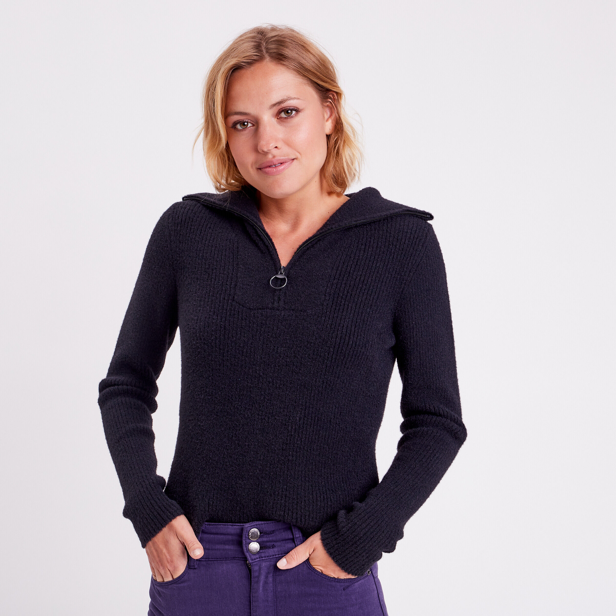 Pull manches longues noir femme | Cache Cache