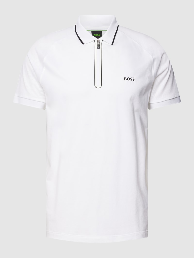 Poloshirt mit Reißverschluss in weiß