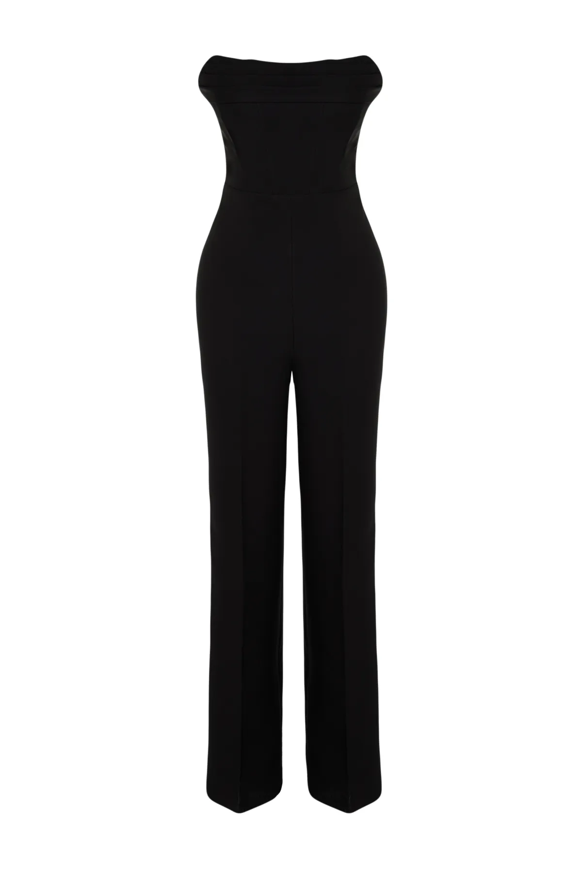 Trendyol Collection  Schwarzer Jumpsuit mit gewebtem Korsettdetail
