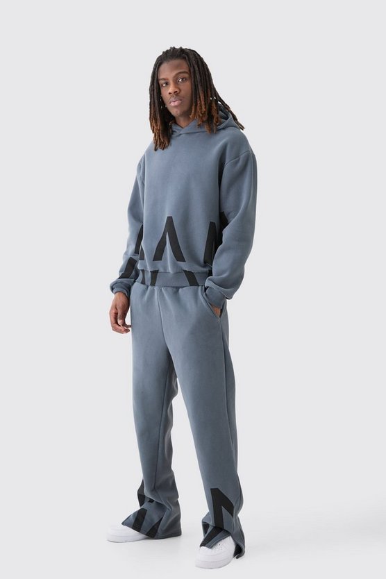 Kastiger Oversize Man Dash Trainingsanzug mit geteiltem Saum