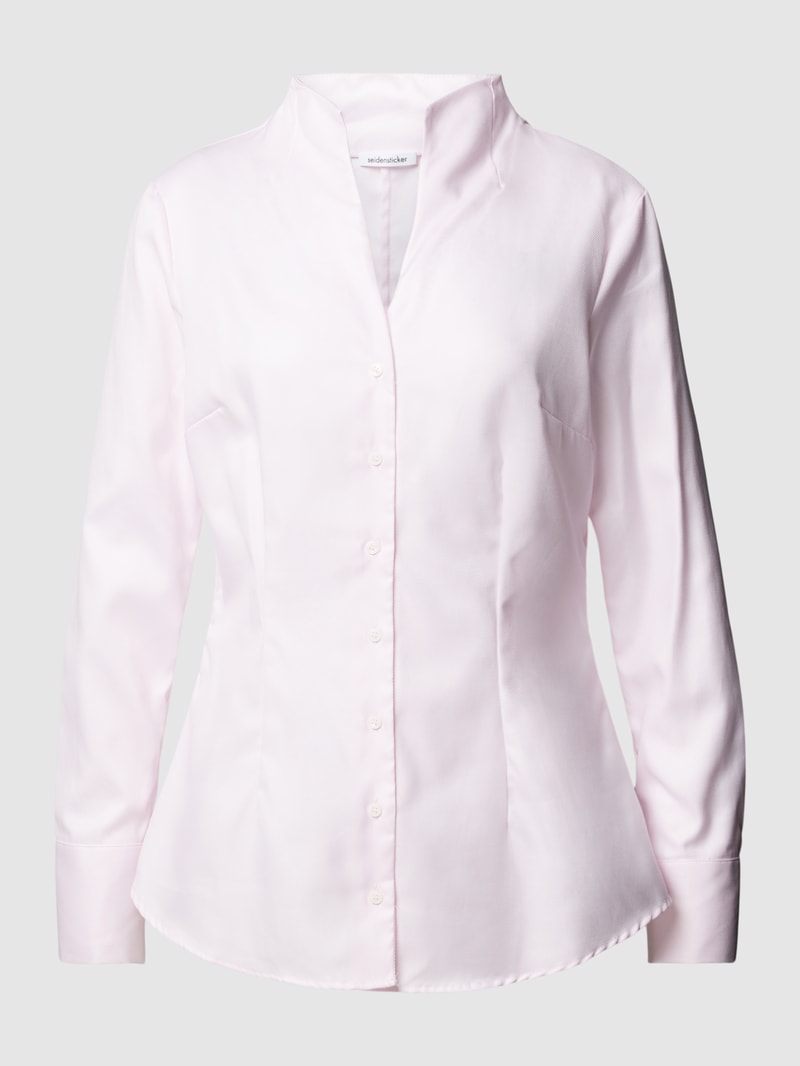 Bluse mit Kelchkragen und Knopfleiste in hellrosa