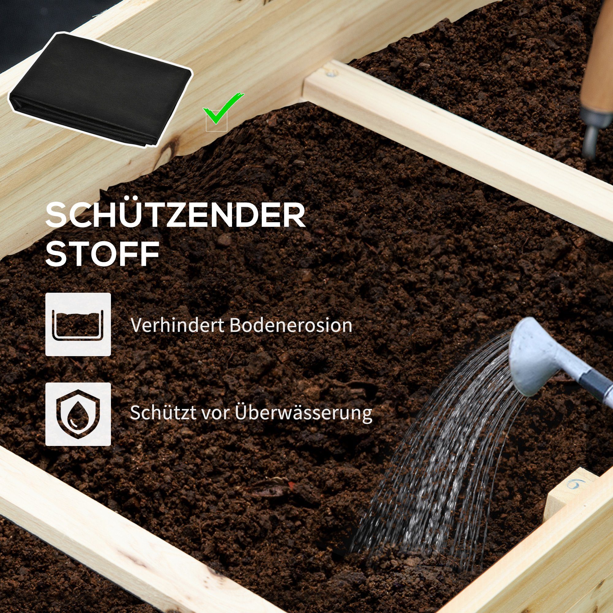 Outsunny Hochbeet 3-stufiges Pflanzentreppe, Pflanzenbeet, Kräuterbeet (Blumentreppe, 1 St., Blumenkasten), Natur, 117 x 100 x 54 cm