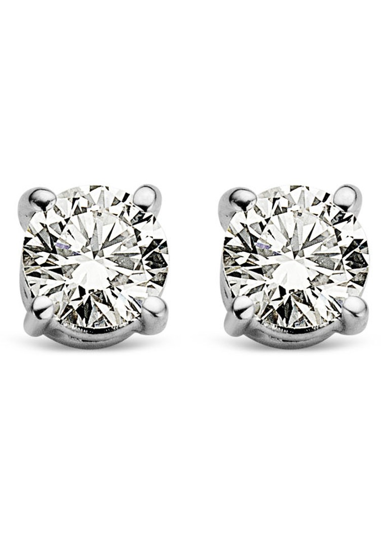 Diamond Point White gold solitaire lab-grown stud earrings, 0.18 ct. 0.18 ct diamond Lab-grown