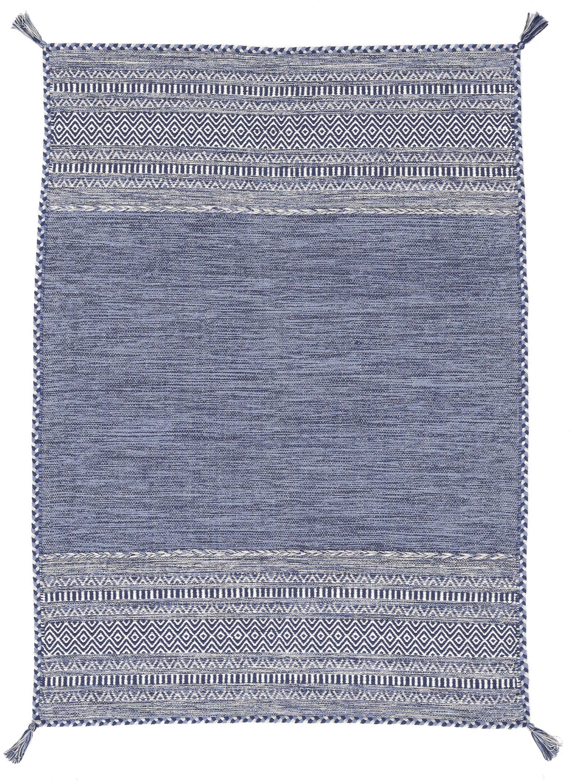 Teppich Kelim Azizi, carpetfine, rechteckig, Höhe: 5 mm, Baumwolle, Wendeteppich mit Fransen, Wohnzimmer