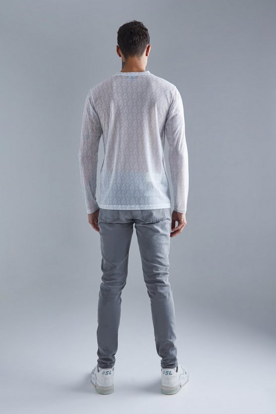 Langärmliges Slim-Fit Mesh T-Shirt