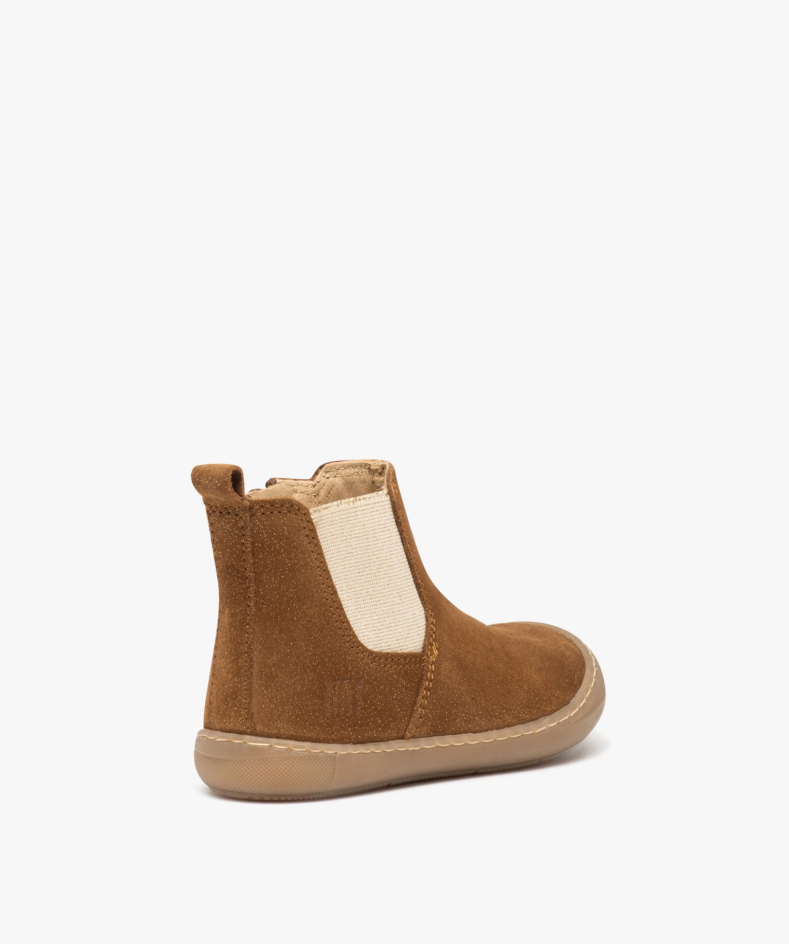 Boots bébé fille en cuir style Chelsea à paillettes - NA! camel | GEMO