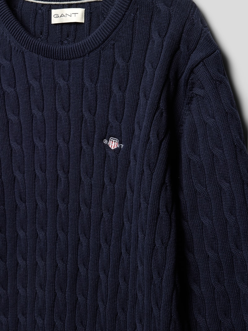 Strickpullover mit Zopfmuster Modell 'CABLE' in blau