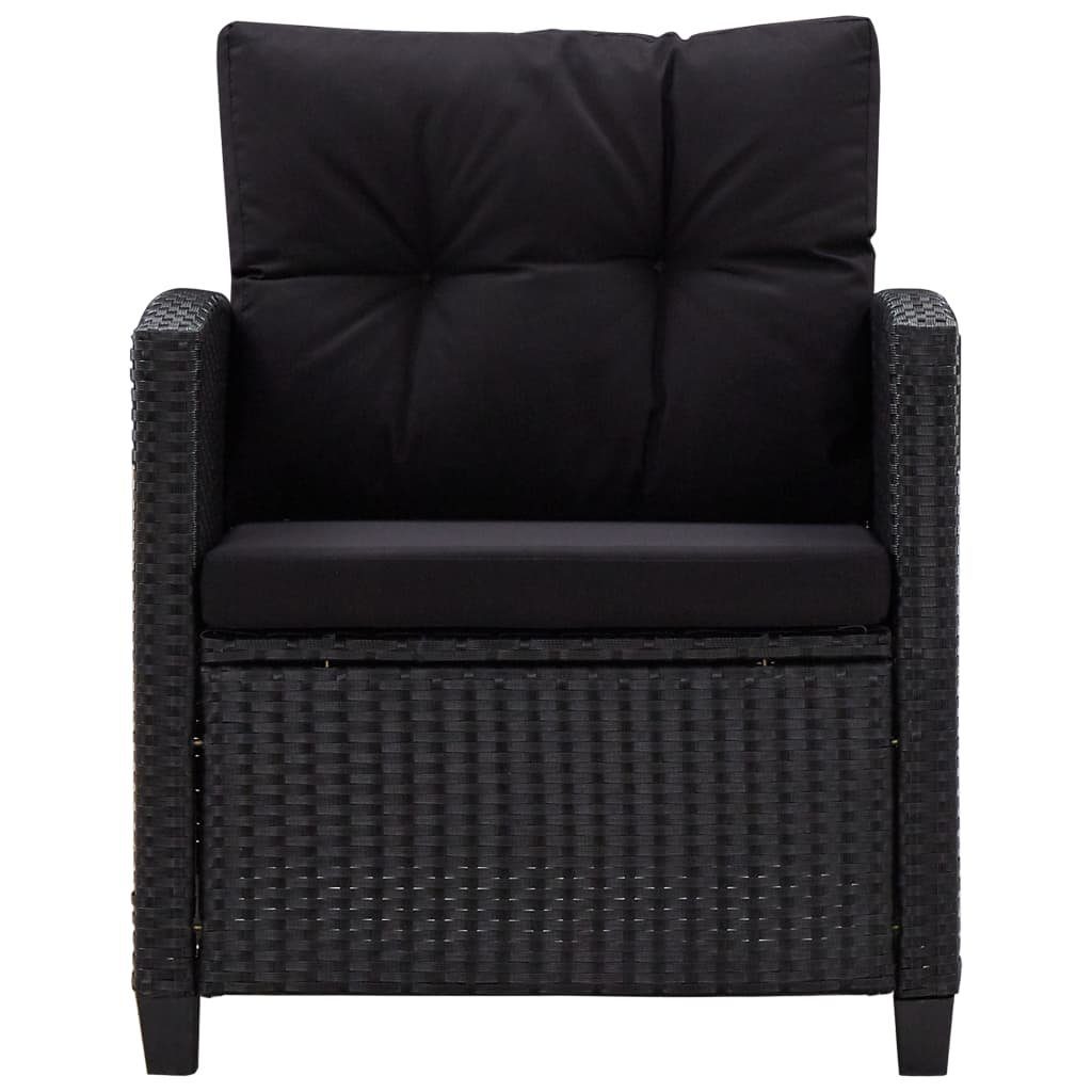 vidaXL Loungesofa 6-tlg. Garten-Sofagarnitur mit Auflagen Poly Rattan Schwarz, 6 Teile