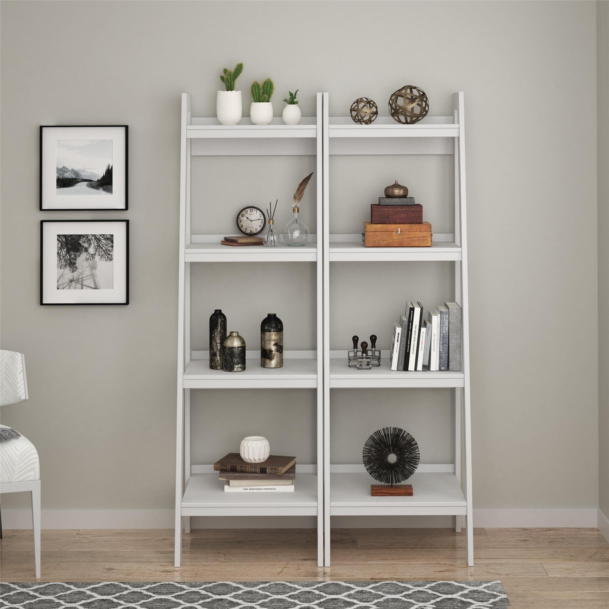 loft24 Leiterregal Lawrence, Set 2-tlg., Bücherregal, 8 Fächer, Höhe 152 cm