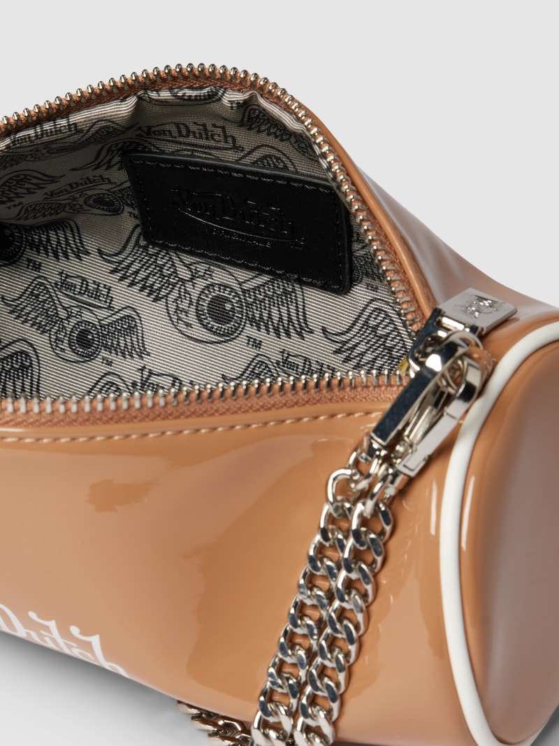 Handtasche mit Label-Print Modell 'LESLY' in beige