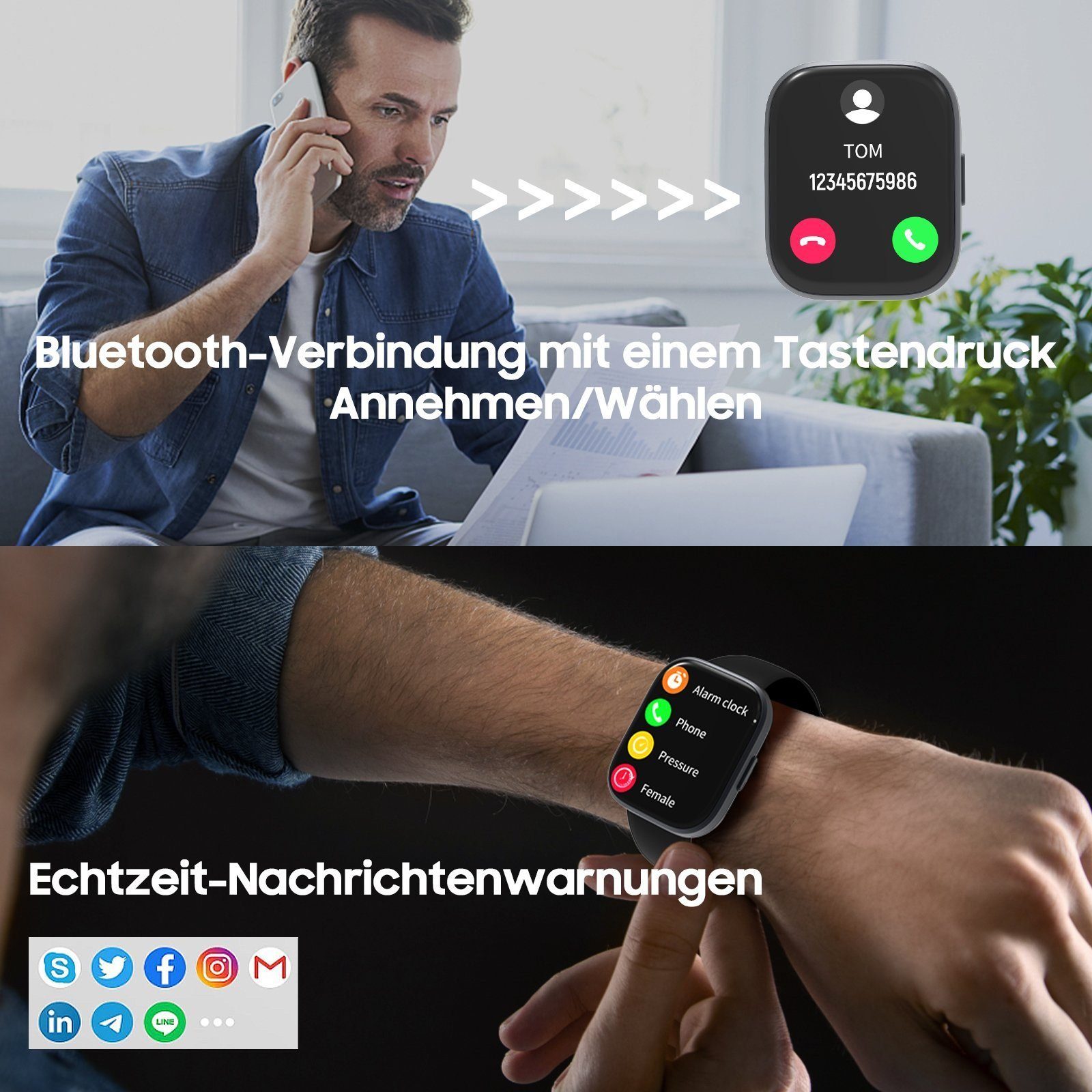 iceagle Smartwatch für Männer Frauen,1.96