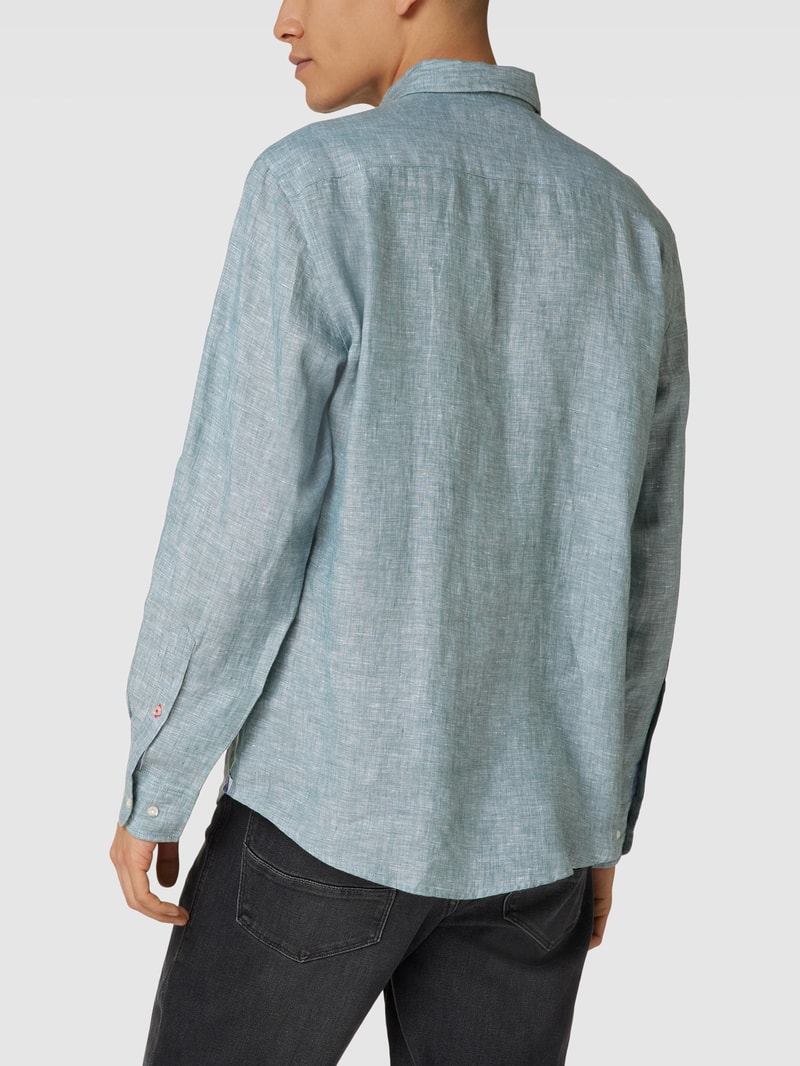 Freizeithemd mit Button-Down-Kragen in metallic grün