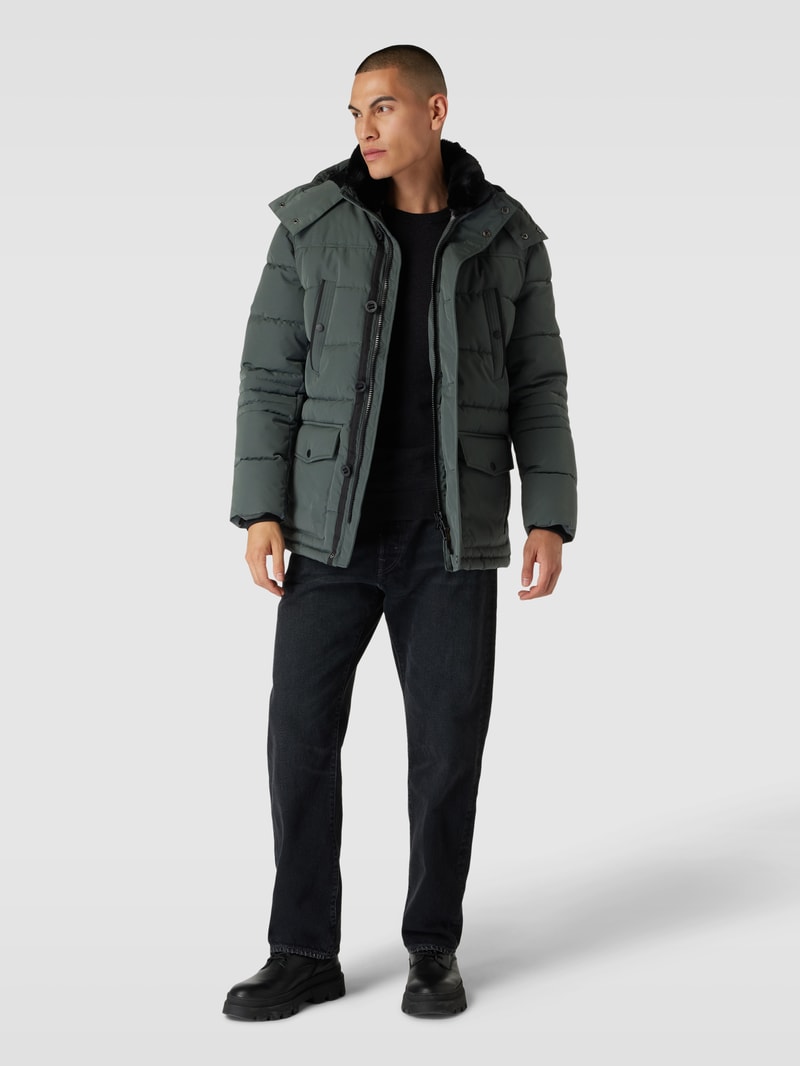 Jacke mit Druckknopfleiste Modell 'CLARK' in olivgrün