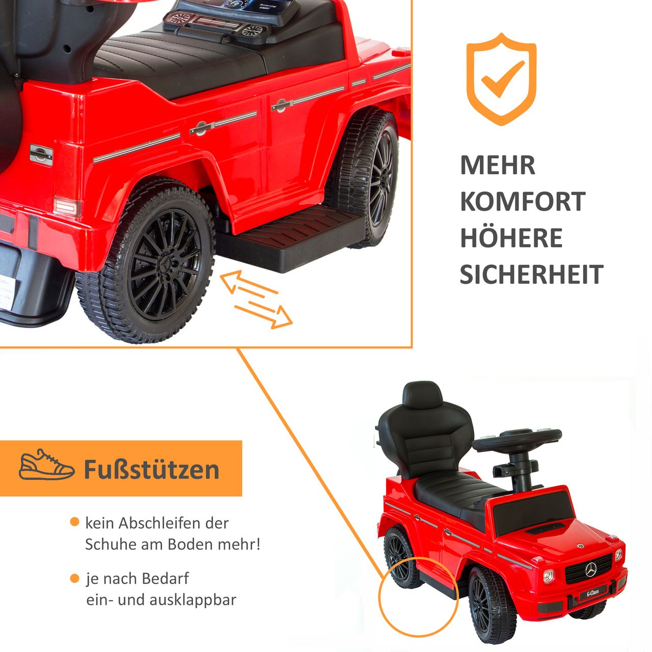 Lemodo Rutschauto mit Schiebstange Mercedes ab 1 Jahr, rot