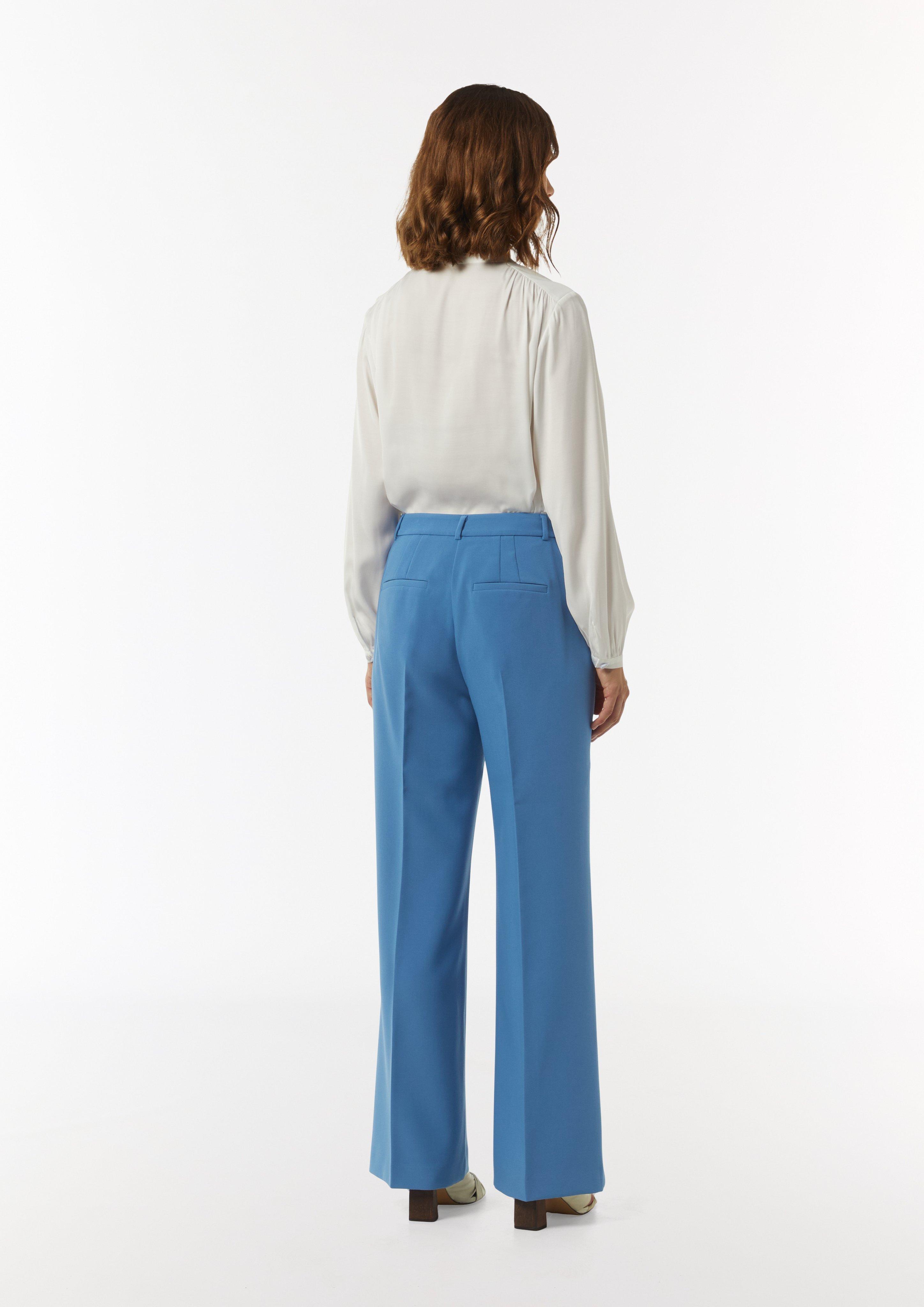 Marlenehose mit Bundfalten - blau