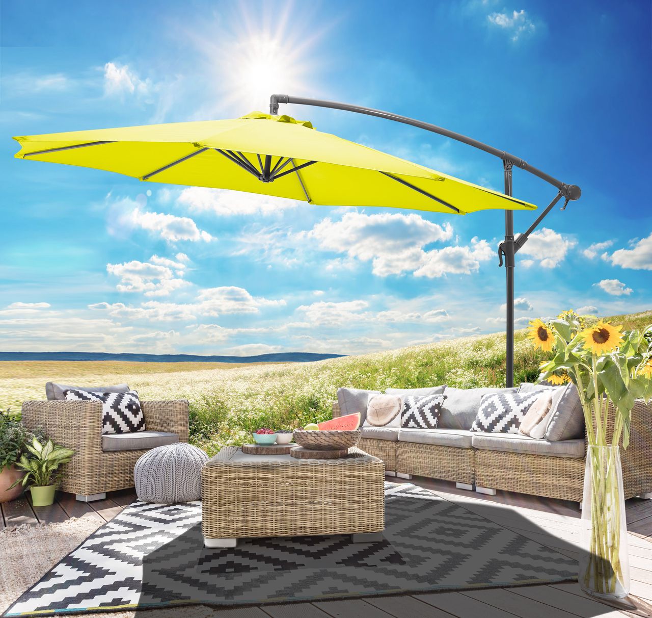 Gartenfreude Ampelschirm, 300 cm,  lemon