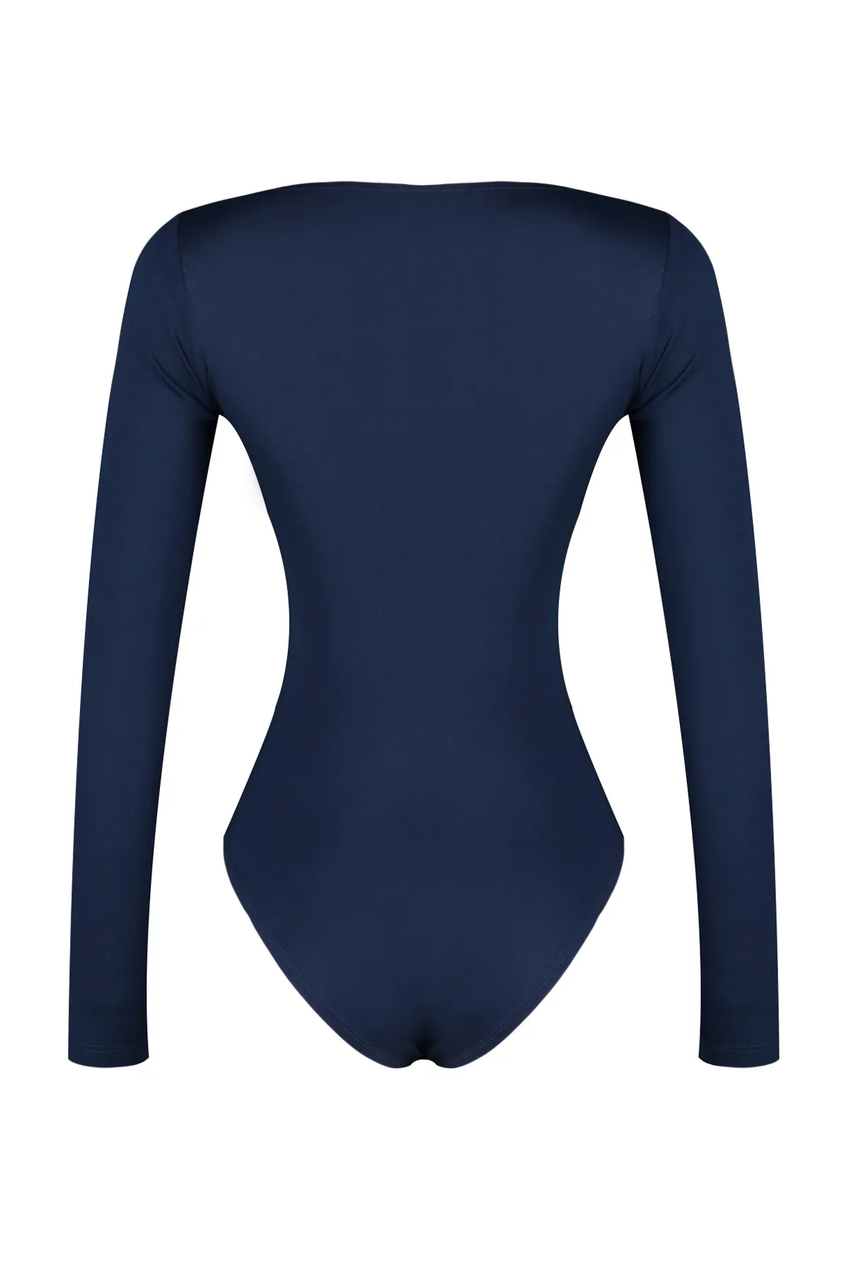 Trendyol Collection  Marineblauer Premium-Strickbody mit quadratischem Kragen und Druckknöpfen unten TWOAW24BD00062