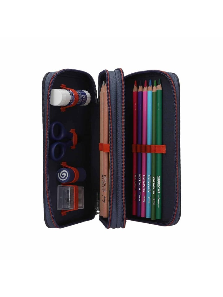 Depesche 2-Fach Federtasche mit Spinne Adventure World 5,5 x 12 x 19 cm in blau-orange günstig kaufen onesize