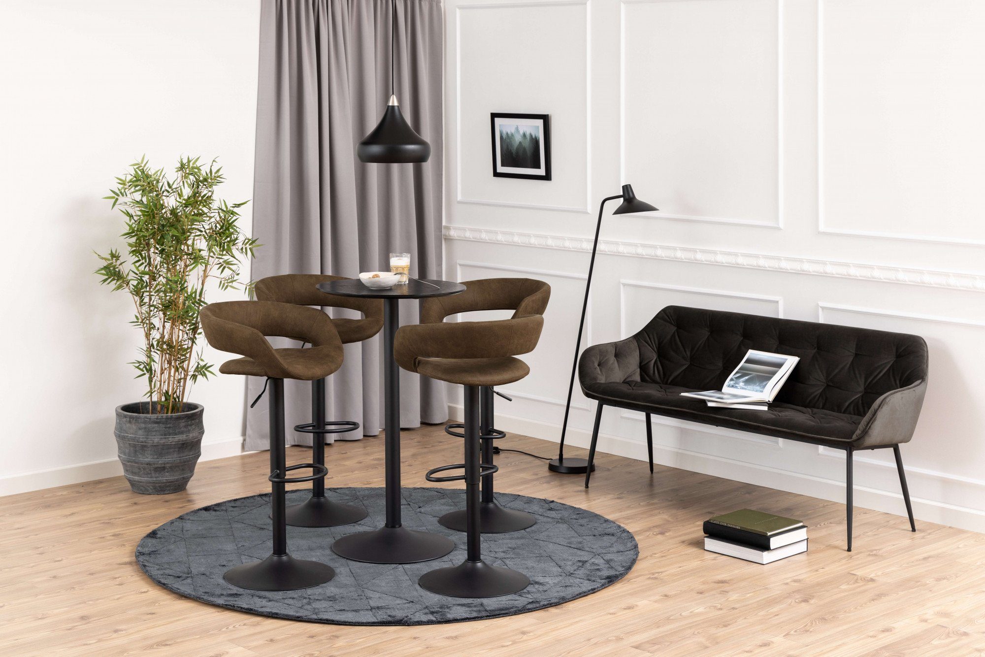 ACTONA GROUP Bartisch Ibiza (1-St), Bartisch rund Ø 60 cm, Schwarz, mit Trompete Gestell