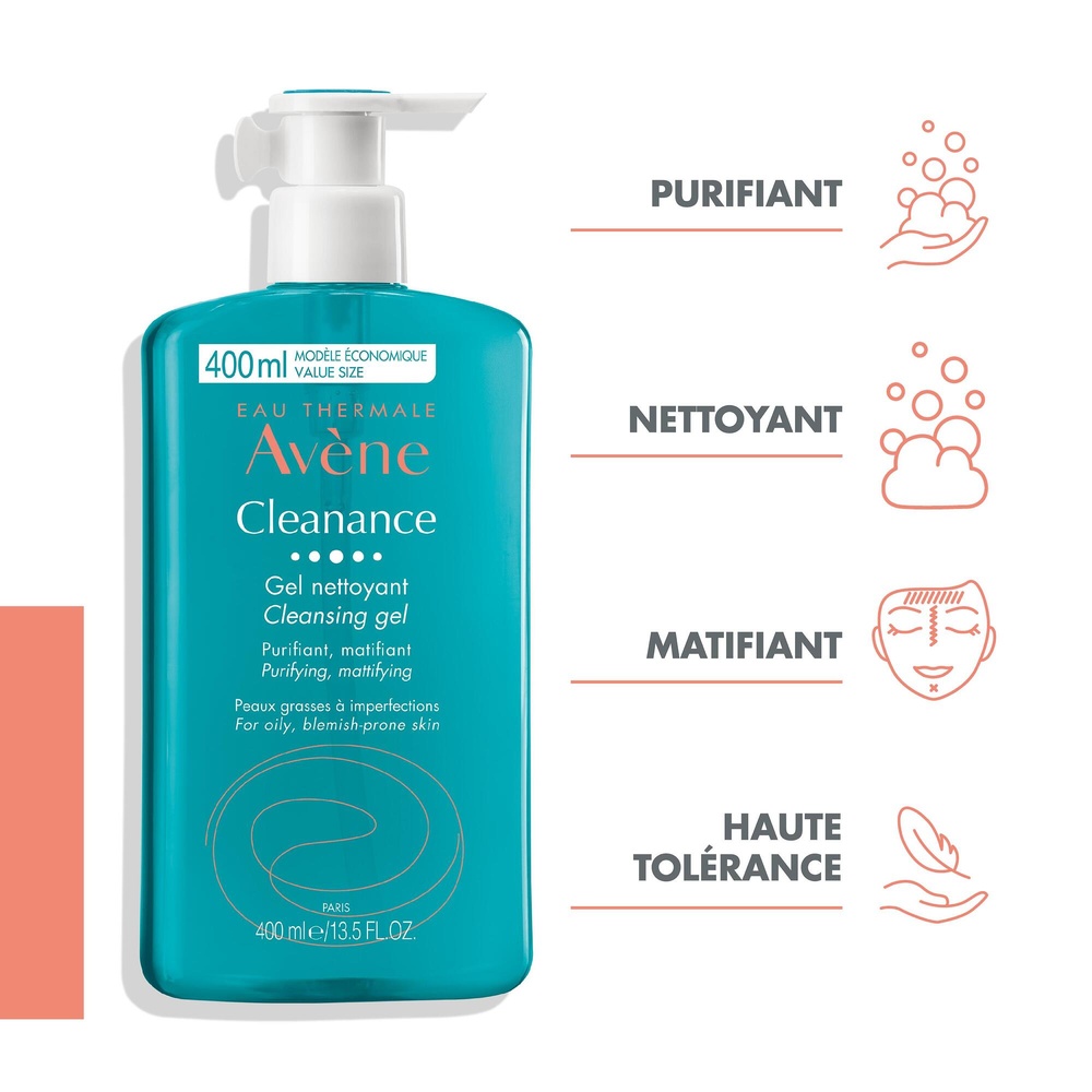 Avène CLEANANCE Gel nettoyant 400ml Mousse démaquillante