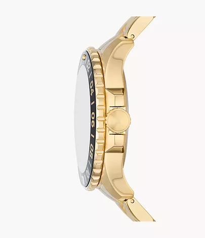Fossil Uhr Fossil Blue GMT Edelstahl goldfarben