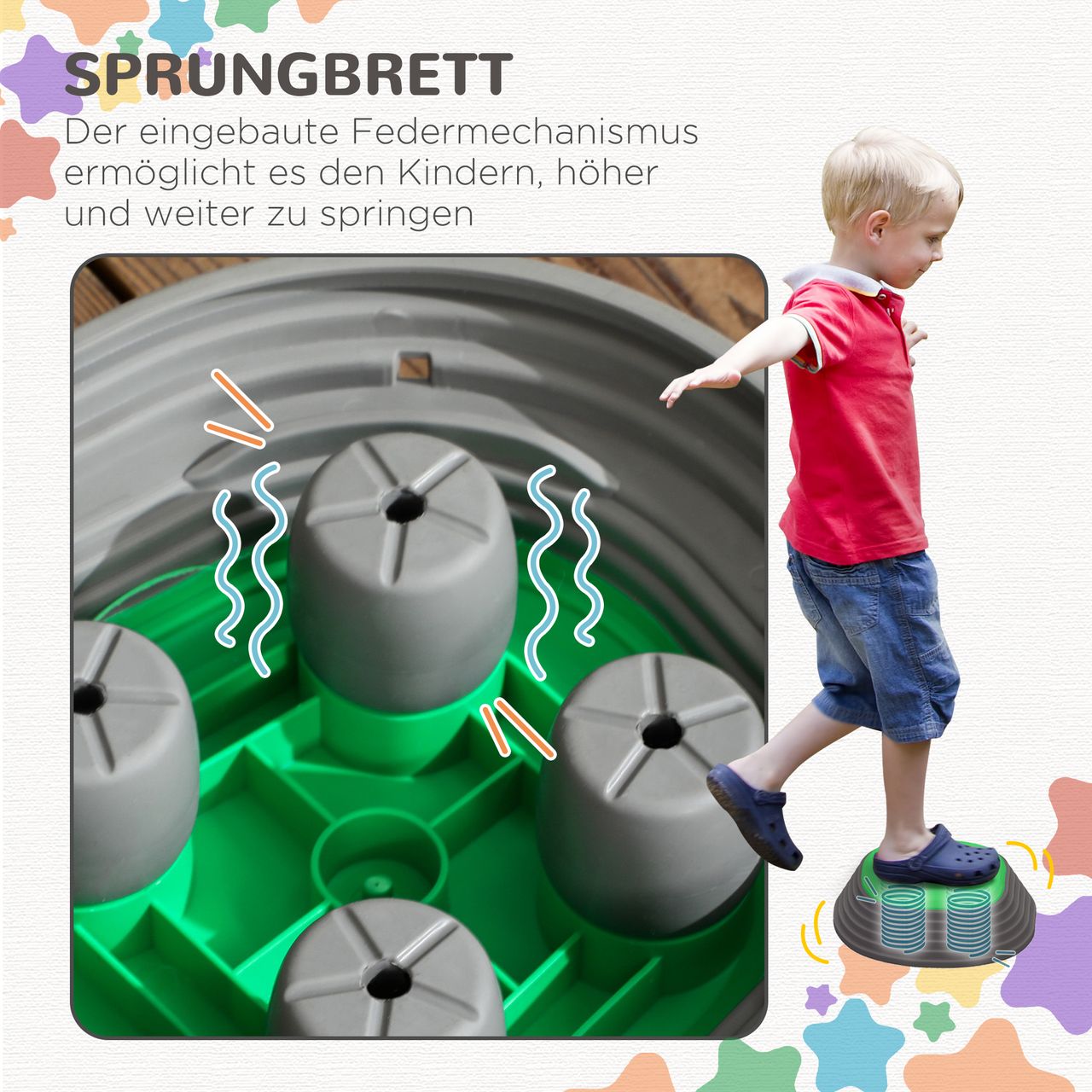 ZONEKIZ Flusssteine, 5-tlg. Balanciersteine, Stapelsteine für Kinder bis 80 kg