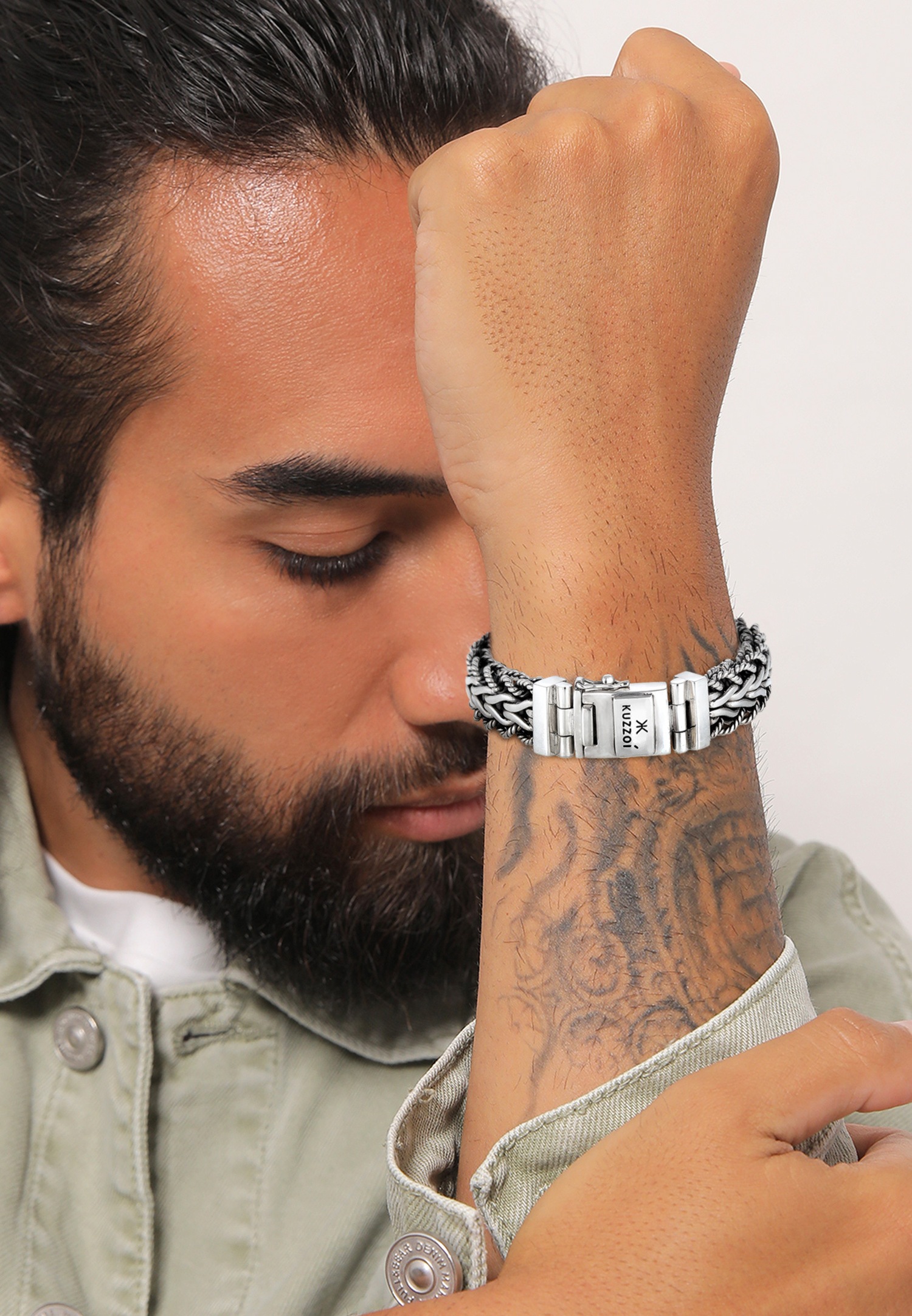 KUZZOI Armband Herren Panzerarmband Gliederkette 925er Silber
