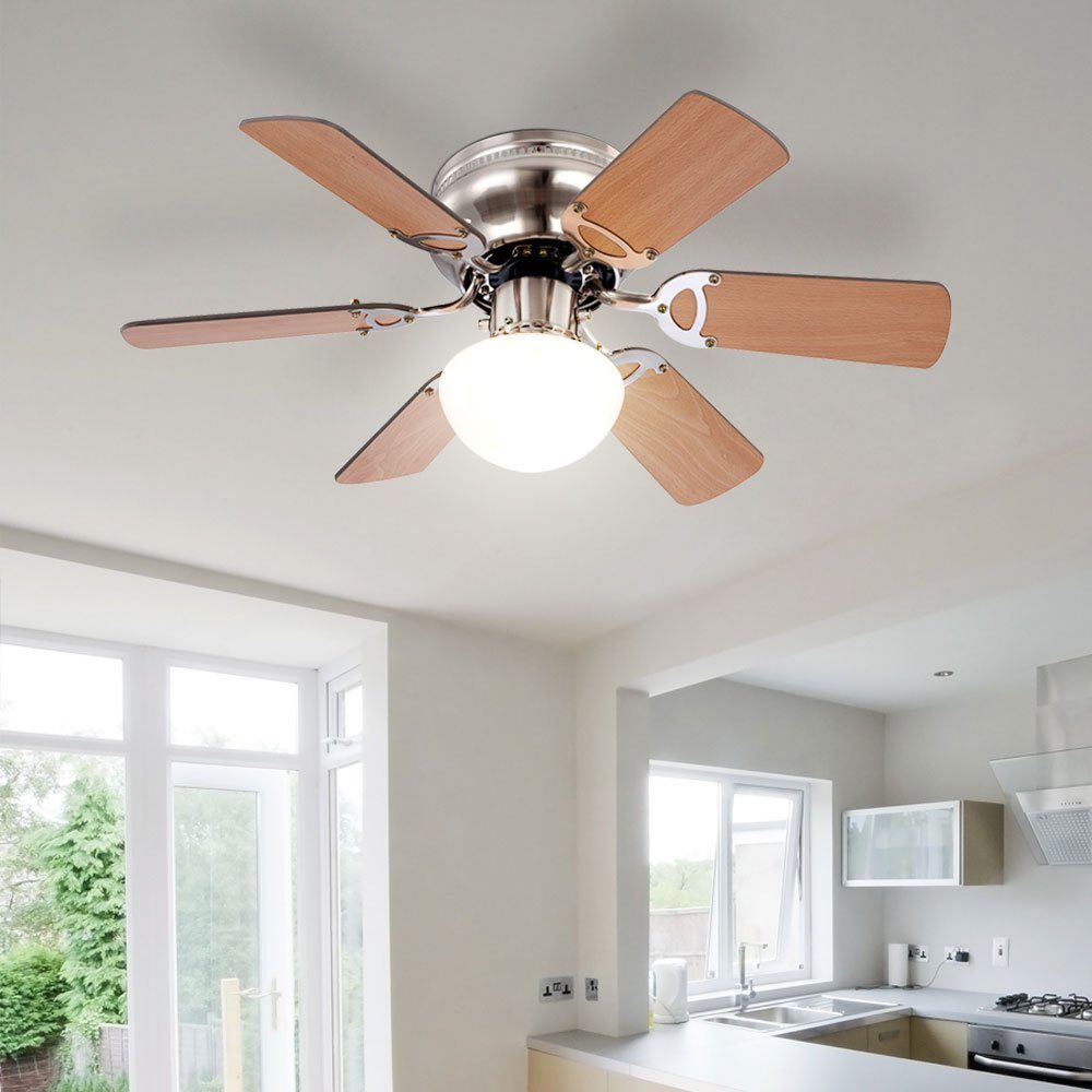 etc-shop Deckenventilator, Deckenventilator mit Beleuchtung und Zugschalter 2 Flügelfarben