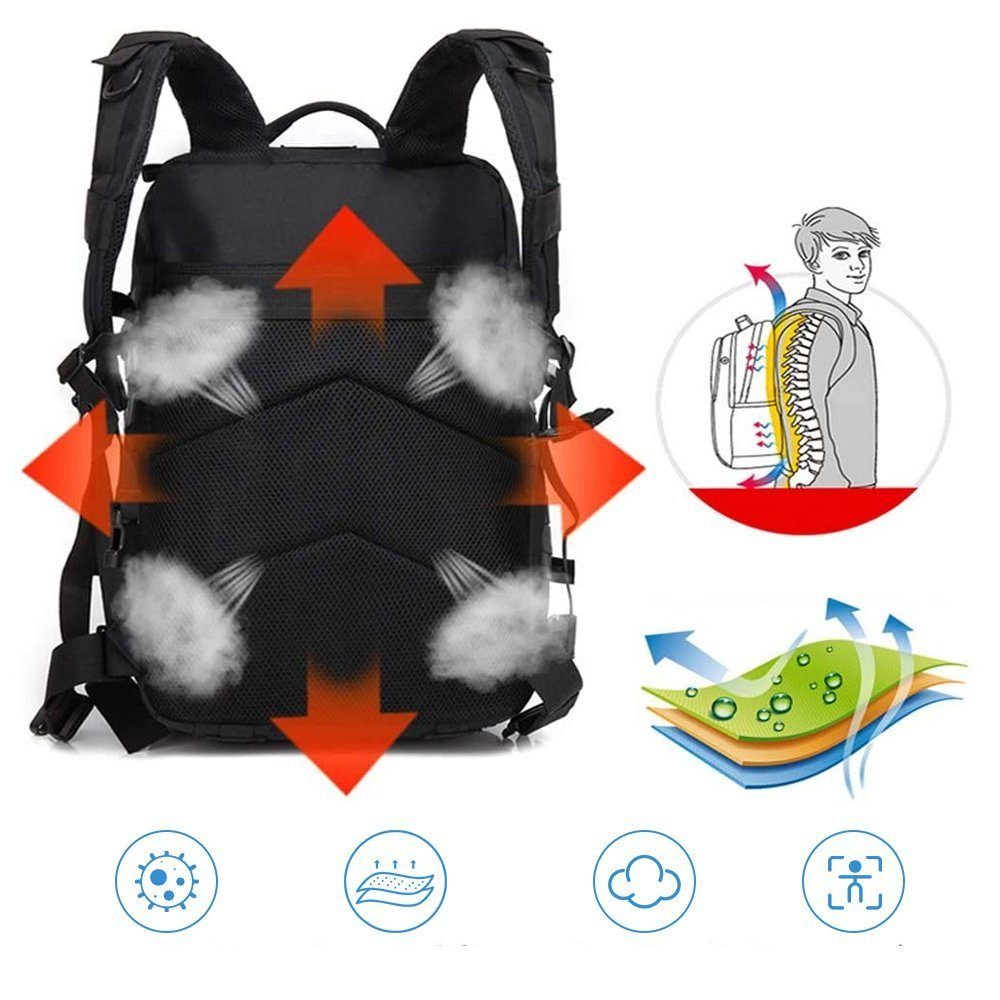MDHAND Wanderrucksack 45L Taktische Rucksack Herren Große Pack Leicht und atmungsaktiv (Set, inkl.Rucksack), Camping, Wandern, Jagd