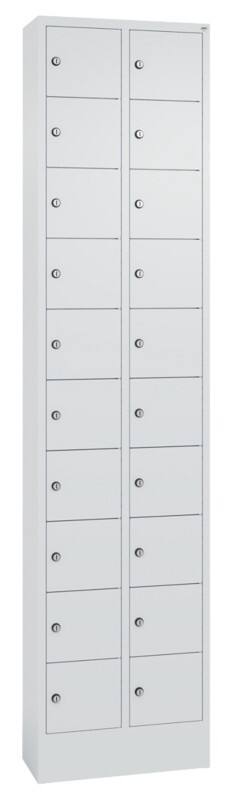 C P Serie 8070 Metall Schließfach 20 Türen Zylinderschloss 460 x 200 x 1.950 mm Lichtgrau 80700-203 S10014