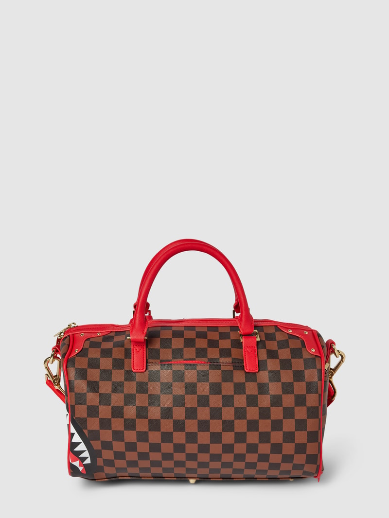 Duffle Bag mit Allover-Muster Modell 'RED SHARKS IN PARIS' in mittelbraun