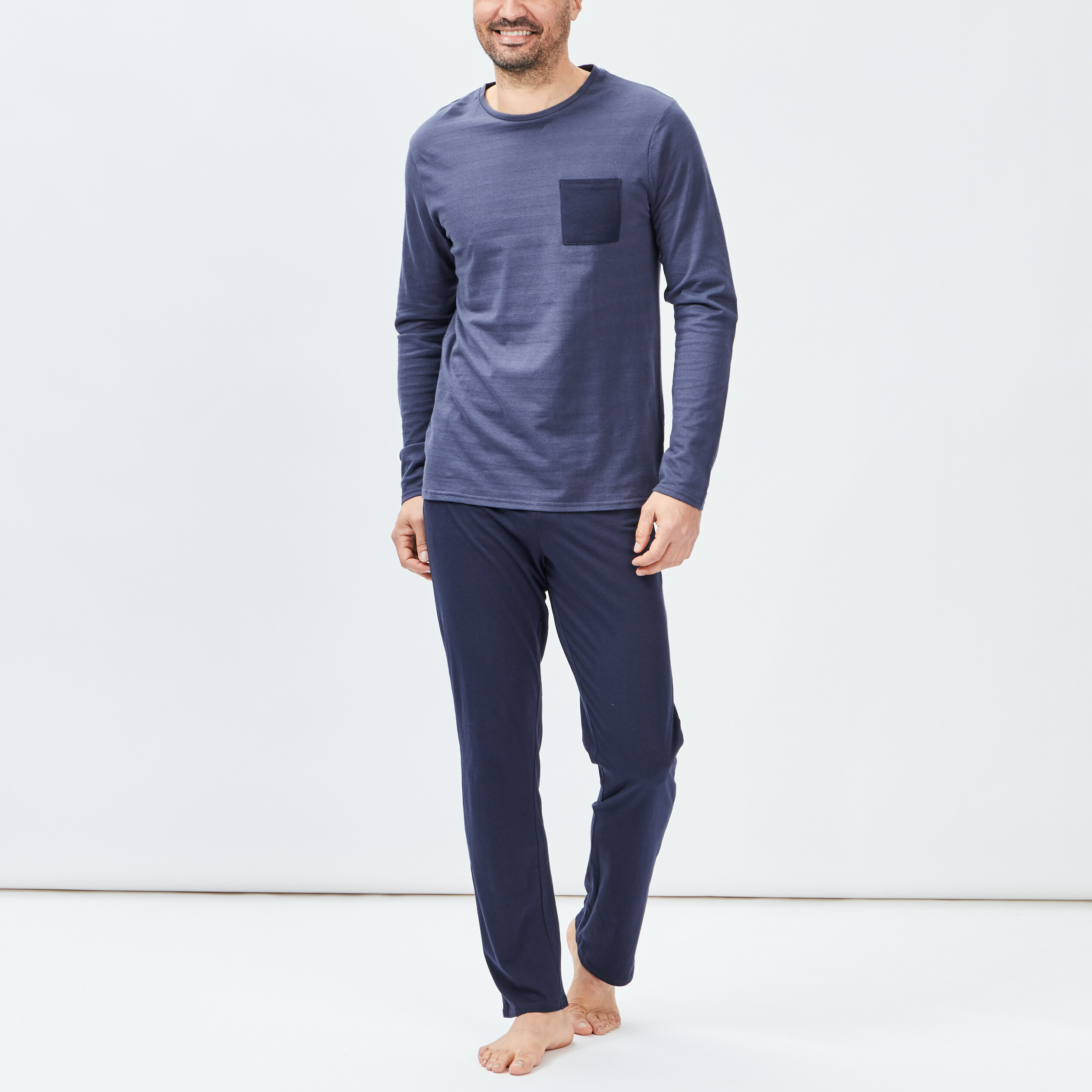 Ensemble pyjama 2 pièces bleu marine homme | La Halle