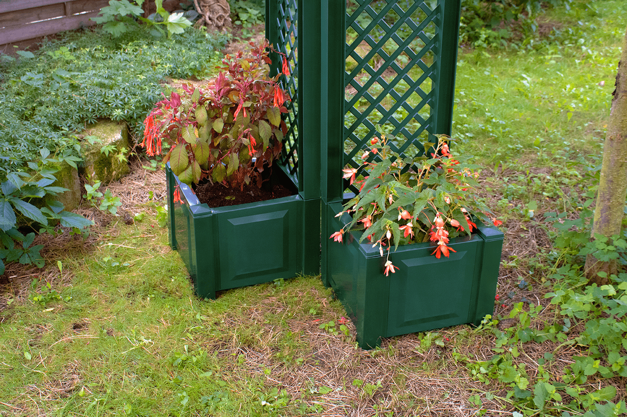 KHW Pflanzkasten klein mit Spalier 43 cm, grün - 2er Set