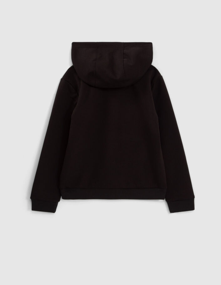 Sweat noir marquages col et relief garçon