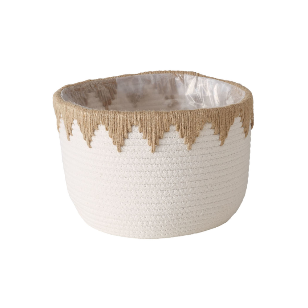 Pflanzkorb rund Bonora weiß/beige