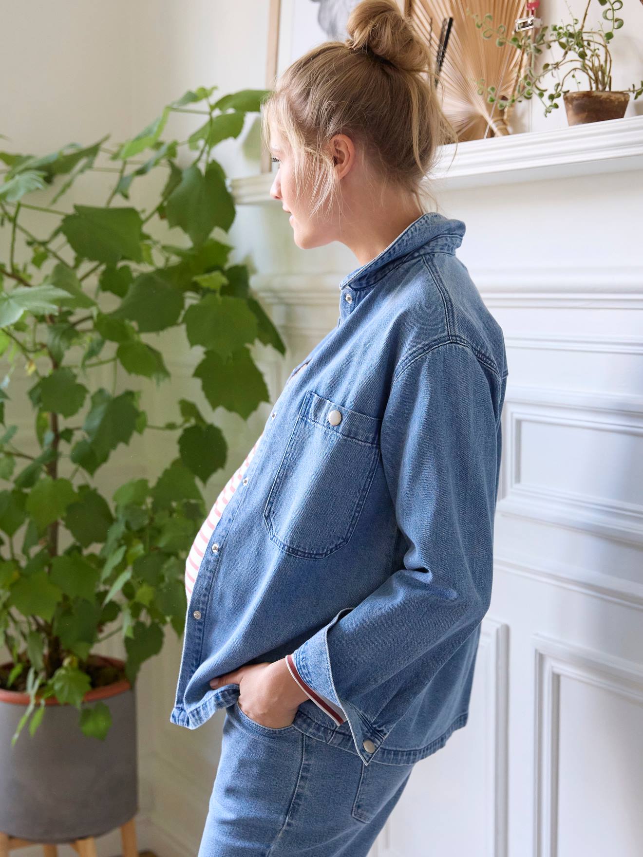 Vertbaudet Jeanshemd für Schwangerschaft und Stillzeit - dark blue