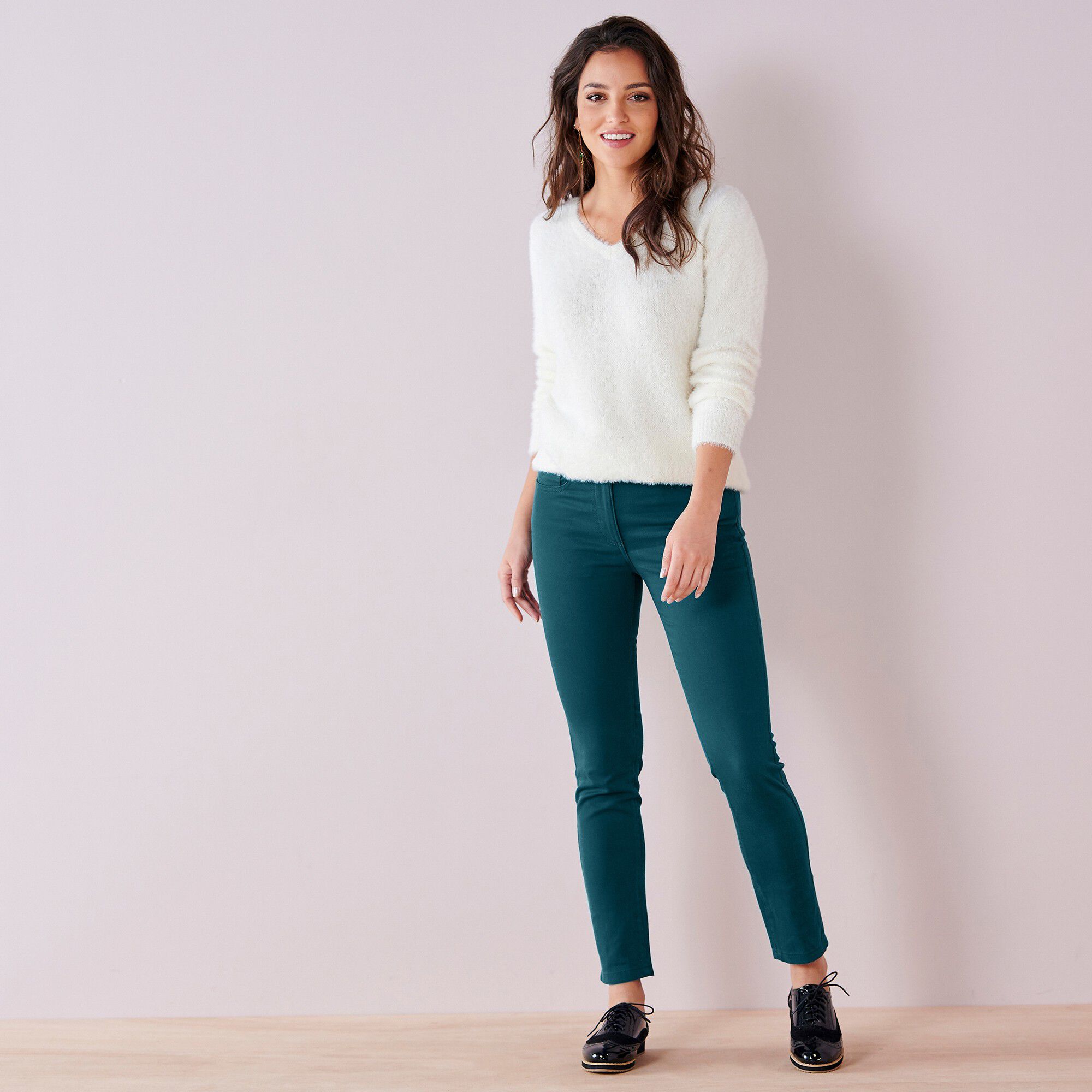 Pantalon 7/8ème fuselé stretch uni