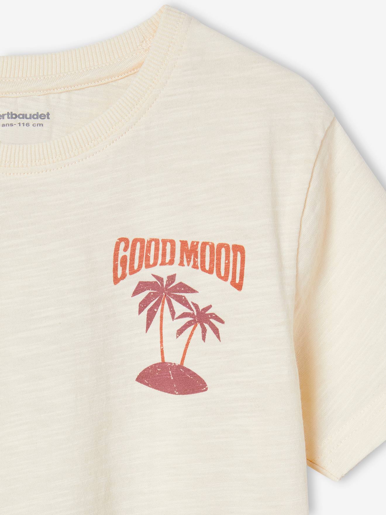 Tee-shirt maxi motif palmiers dos garçon écru