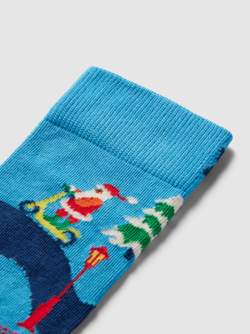 Socken mit Allover-Muster Modell 'Santa on the way' in blau
