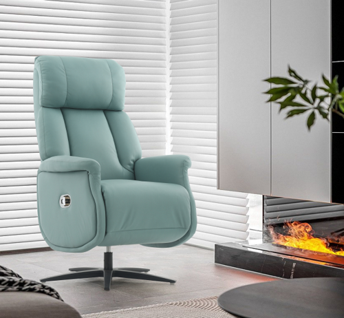 Happy Home Happy Home Relaxsessel mit Liegefunktion Lederoptik & schwarze Füße hellblau