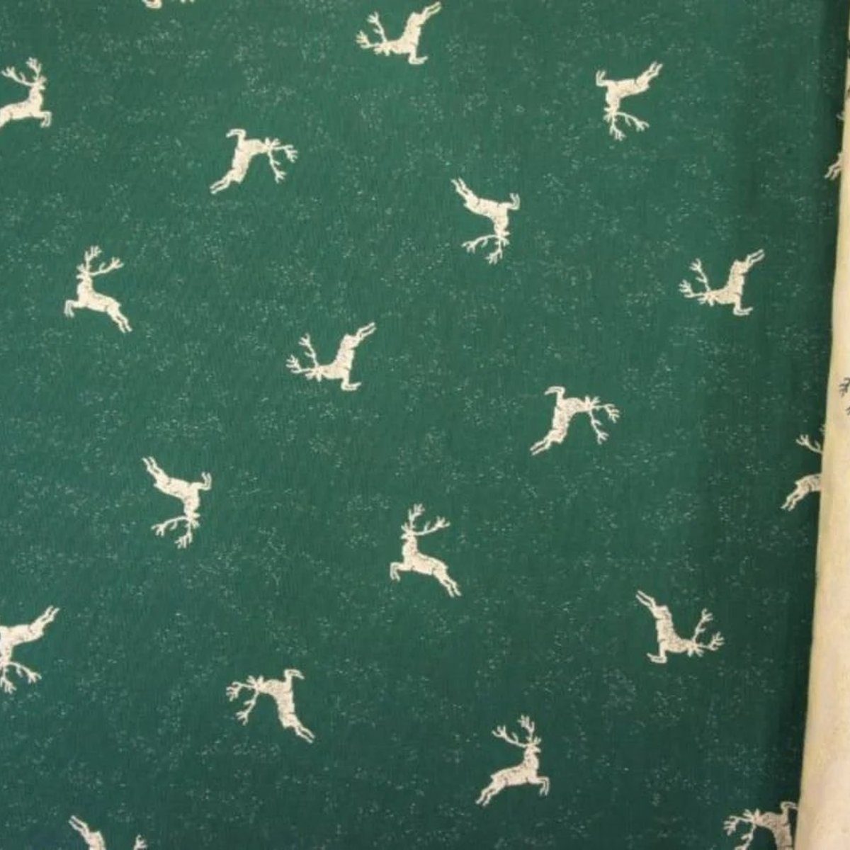 Stofferia Stoff Dekostoff Jacquard Weihnachten Hirsch Grün, Breite 140 cm, Meterware