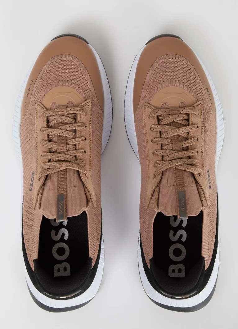 HUGO BOSS Sneaker with knitted upper and suede details