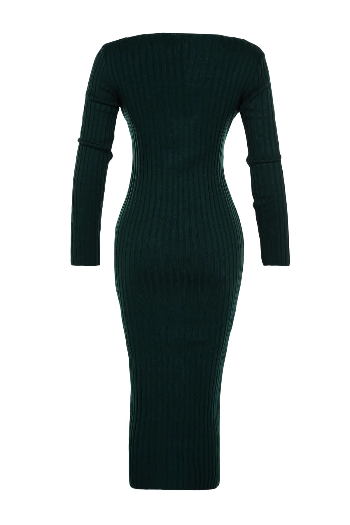 Trendyol Collection  Smaragdgrünes, detailliertes Strickkleid mit Krawatte TWOAW23EL00027