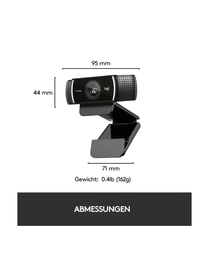 Logitech Full-HD Webcam mit 1080p/30fps - Glasobjektiv mit 78° Sichtfeld in Schwarz günstig kaufen onesize