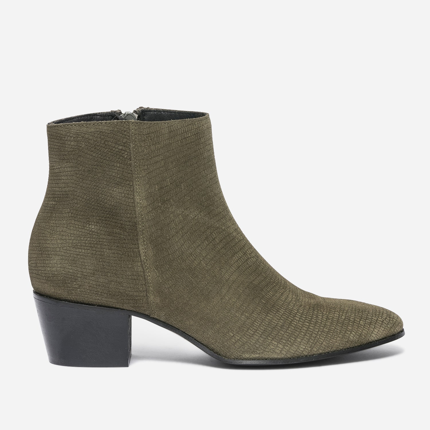 Boots TEXTO kaki éco-conçu cuir velours embossé