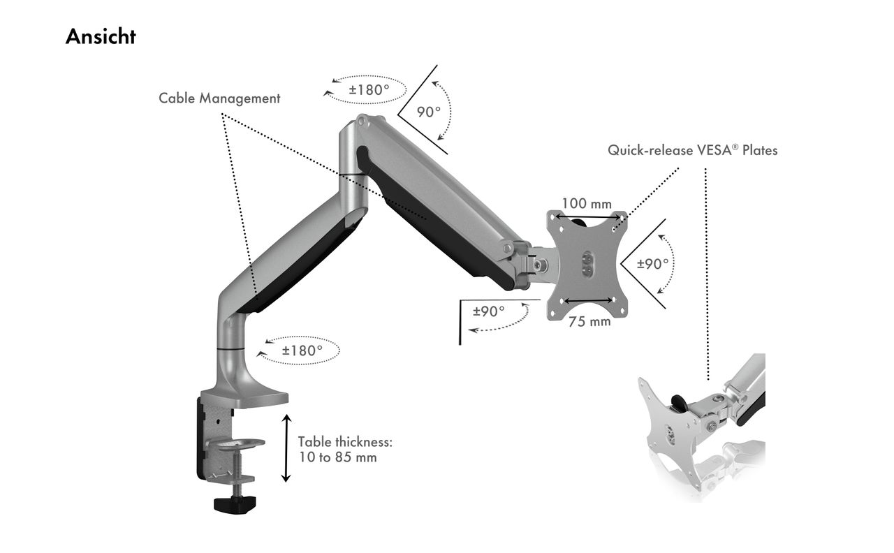 ICY BOX IB-MS503-T, Monitorständer, Tischhalterung für einen Monitor bis zu 32