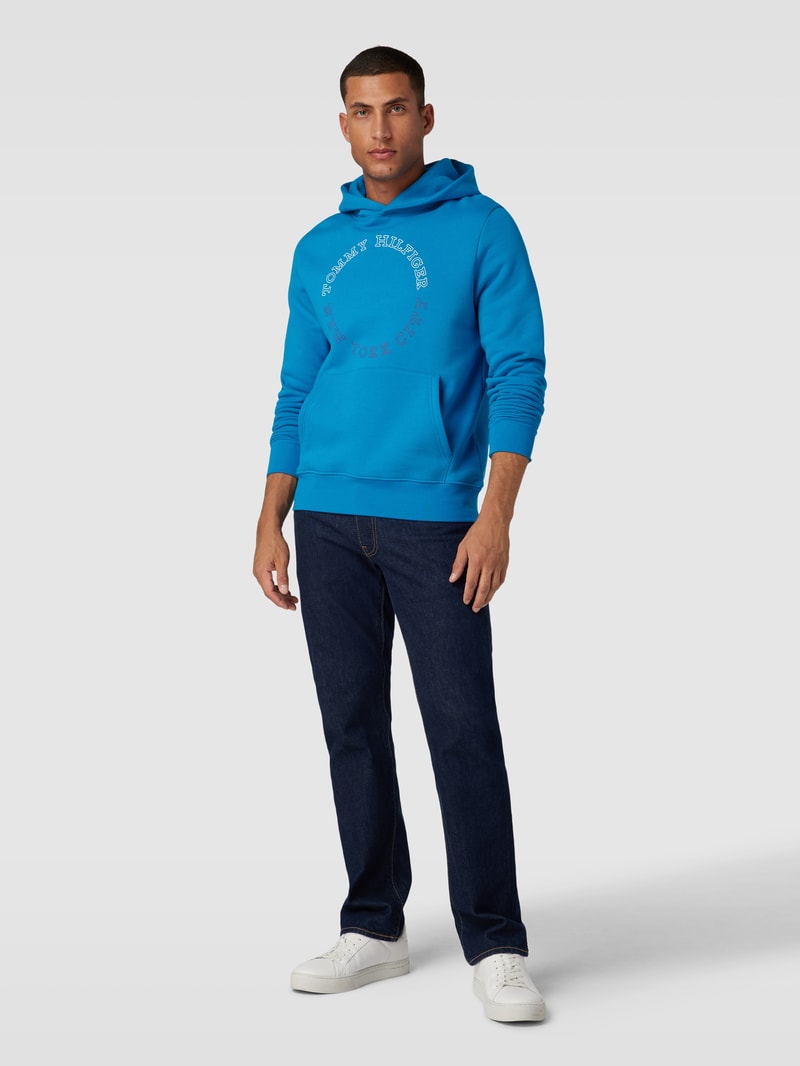Hoodie mit Label-Print Modell 'MONOTYPE' in aqua blau