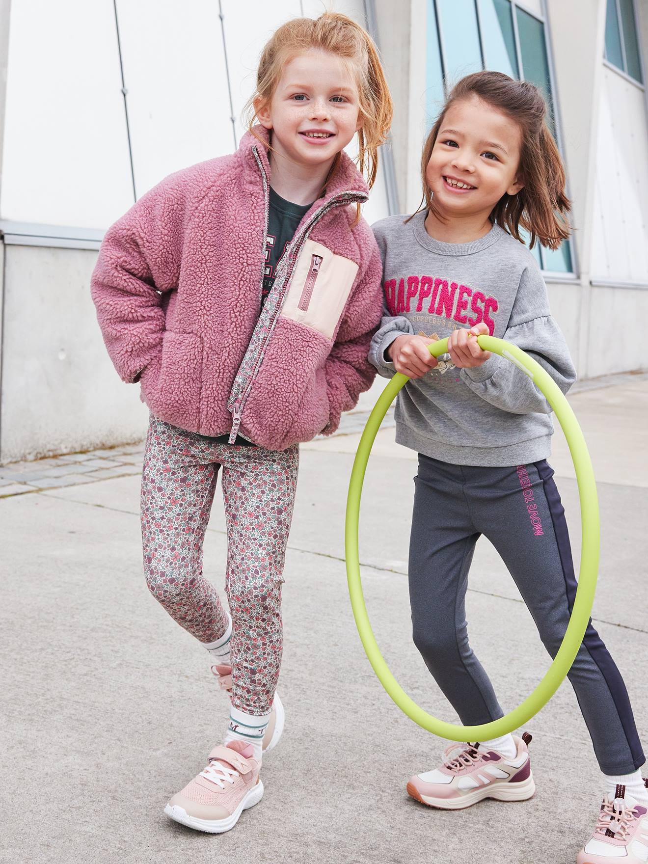 Veste sport zippée en sherpa fille vieux rose